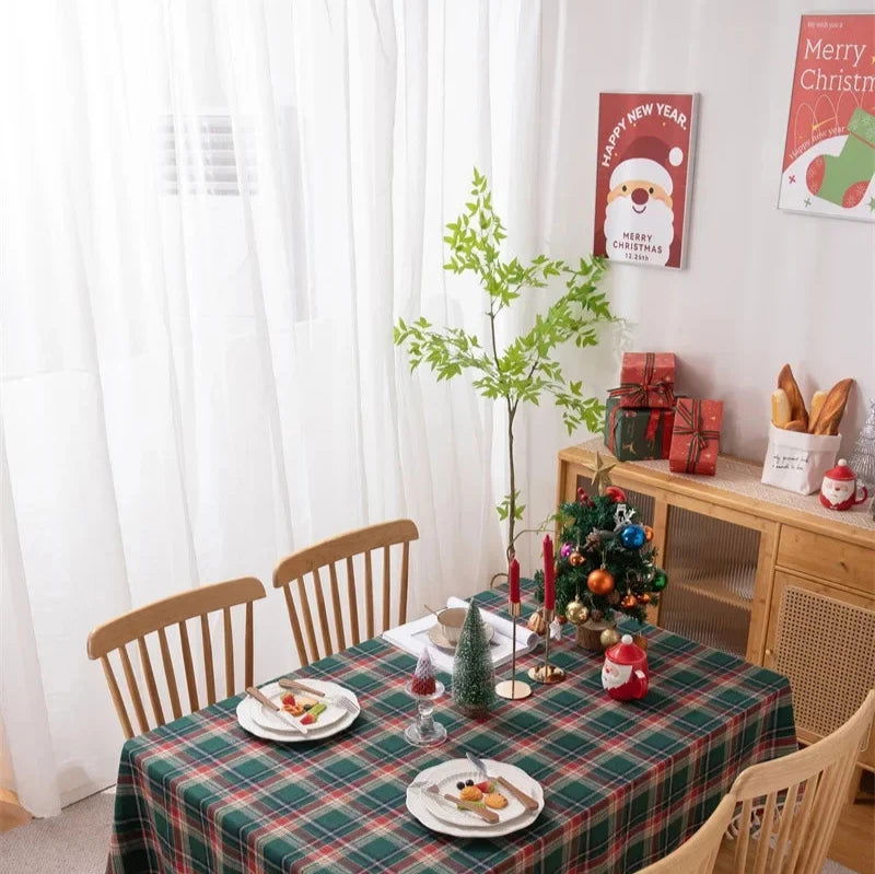 Nappe carrée tartan vert Noël – Image 8