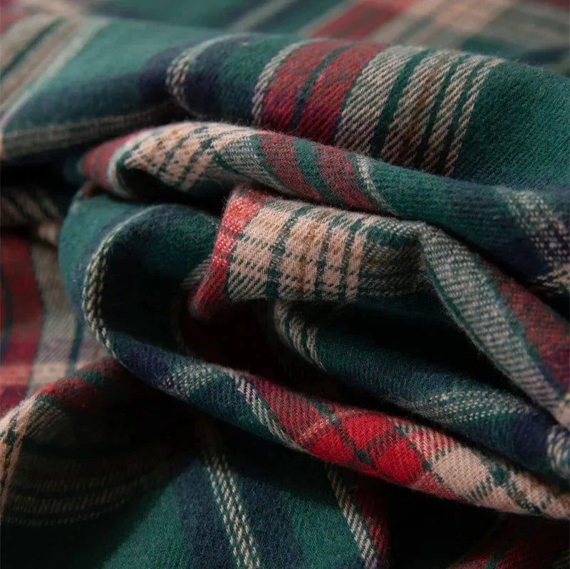 Nappe carrée tartan vert Noël – Image 9