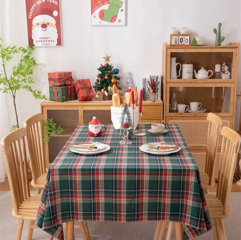 Nappe carrée tartan vert Noël – Image 10