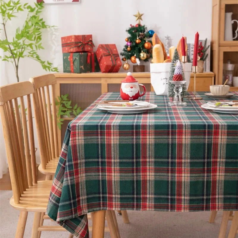 Nappe carrée tartan vert Noël – Image 11