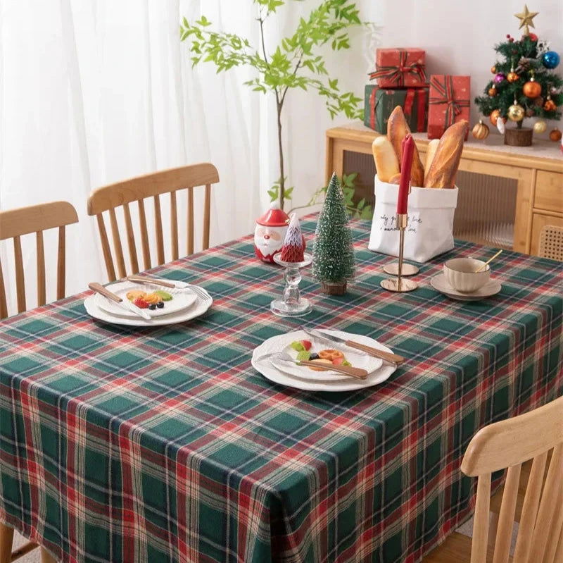 Nappe carrée tartan vert Noël – Image 12