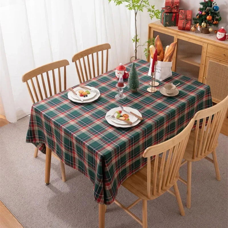 Nappe carrée tartan vert Noël – Image 13