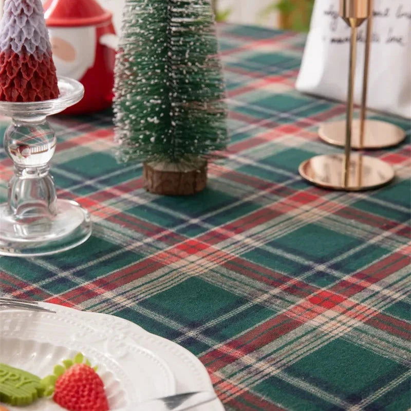 Nappe carrée tartan vert Noël – Image 14