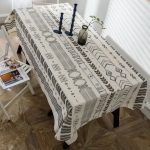 Nappe en Coton Lin blanche imprimée à chevrons noirs