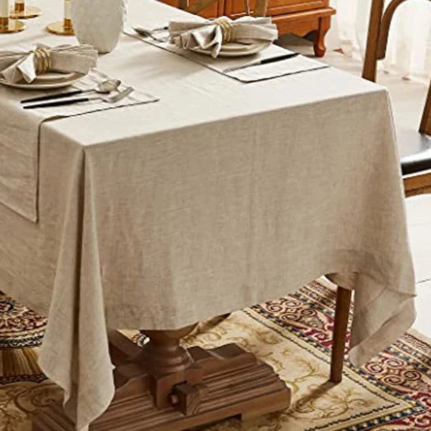 Nappe carrée lin beige uni – Image 4