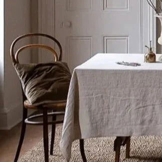 Nappe carrée lin beige uni – Image 6