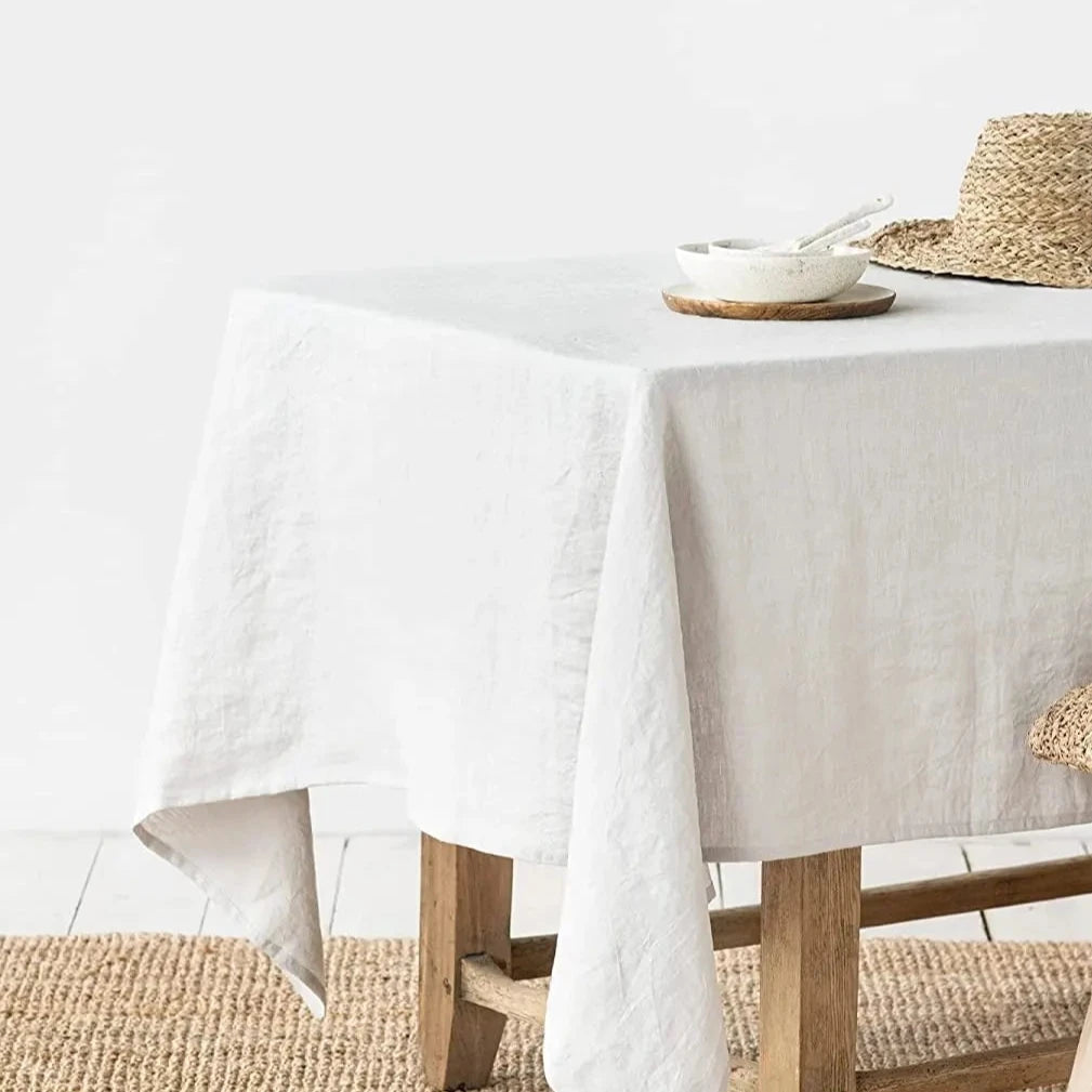Nappe carrée lin uni blanc – Image 3