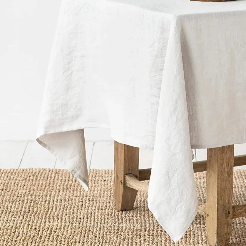 Nappe carrée lin uni blanc – Image 4