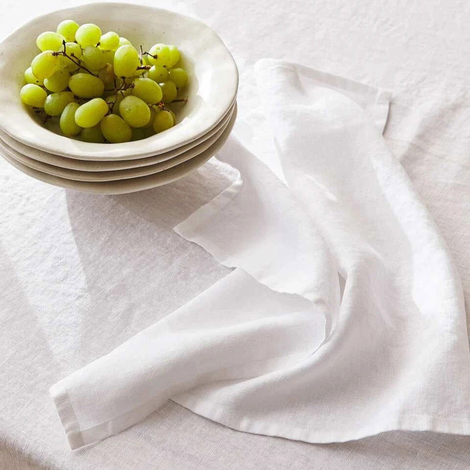 Nappe carrée lin uni blanc – Image 7