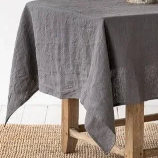 Nappe carrée en lin gris uni – Image 3