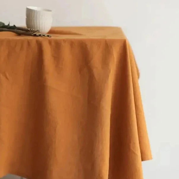 Nappe carrée en lin orange unie – Image 4