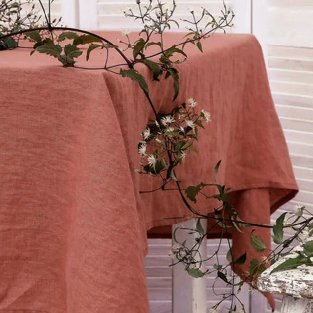 Nappe carrée en lin terracotta – Image 3