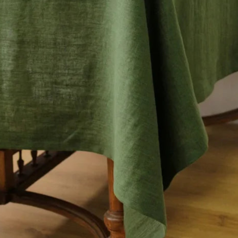 Nappe carrée en lin vert uni – Image 5
