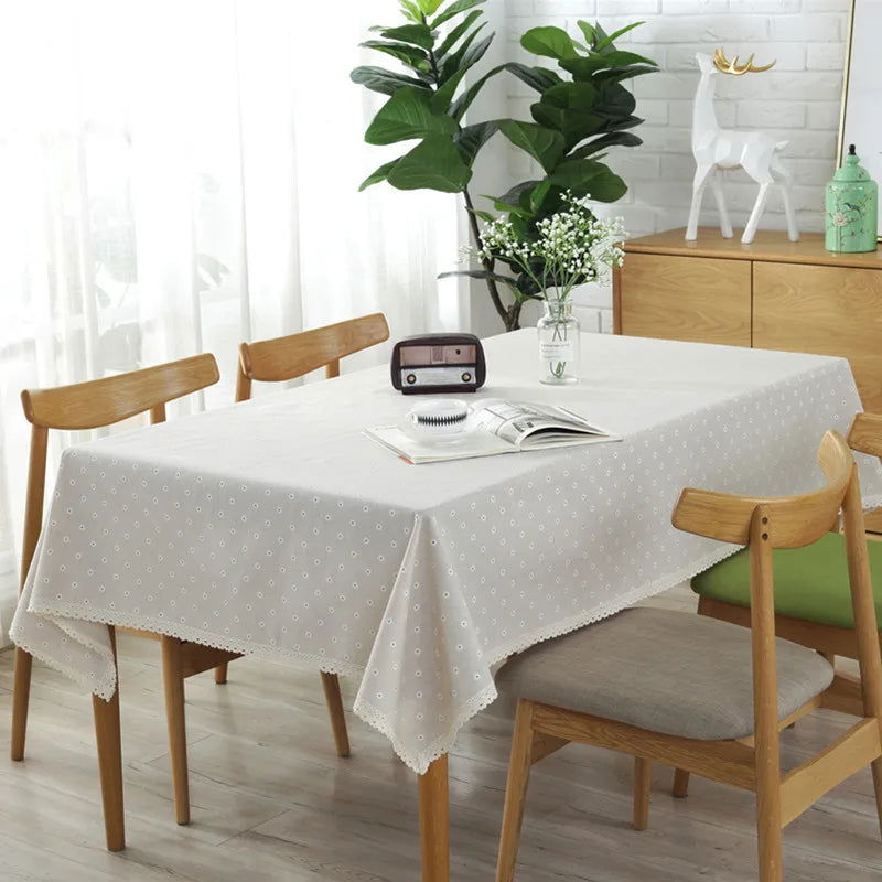 Nappe carrée en lin avec pâquerettes – Image 4