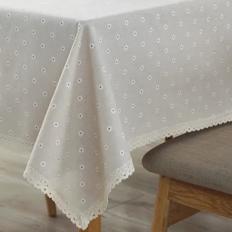 Nappe carrée en lin avec pâquerettes – Image 5