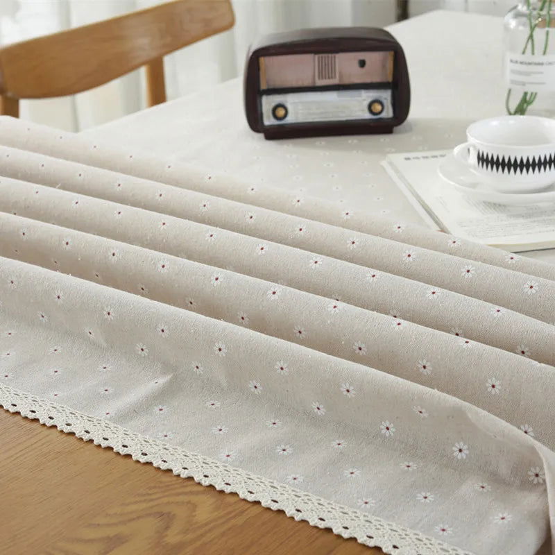 Nappe carrée en lin avec pâquerettes – Image 8