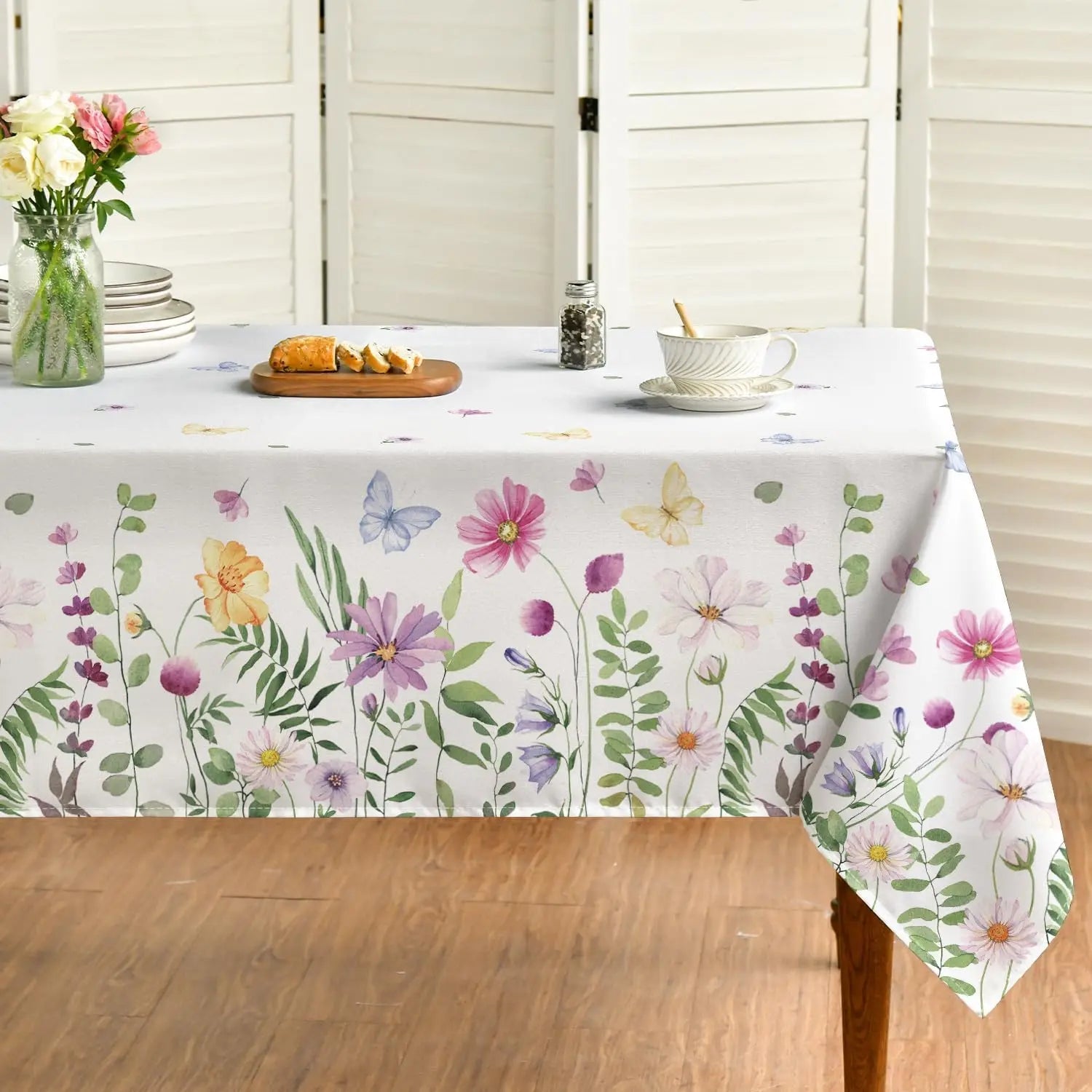 Nappe carrée polyester motif floral et papillons – Image 5