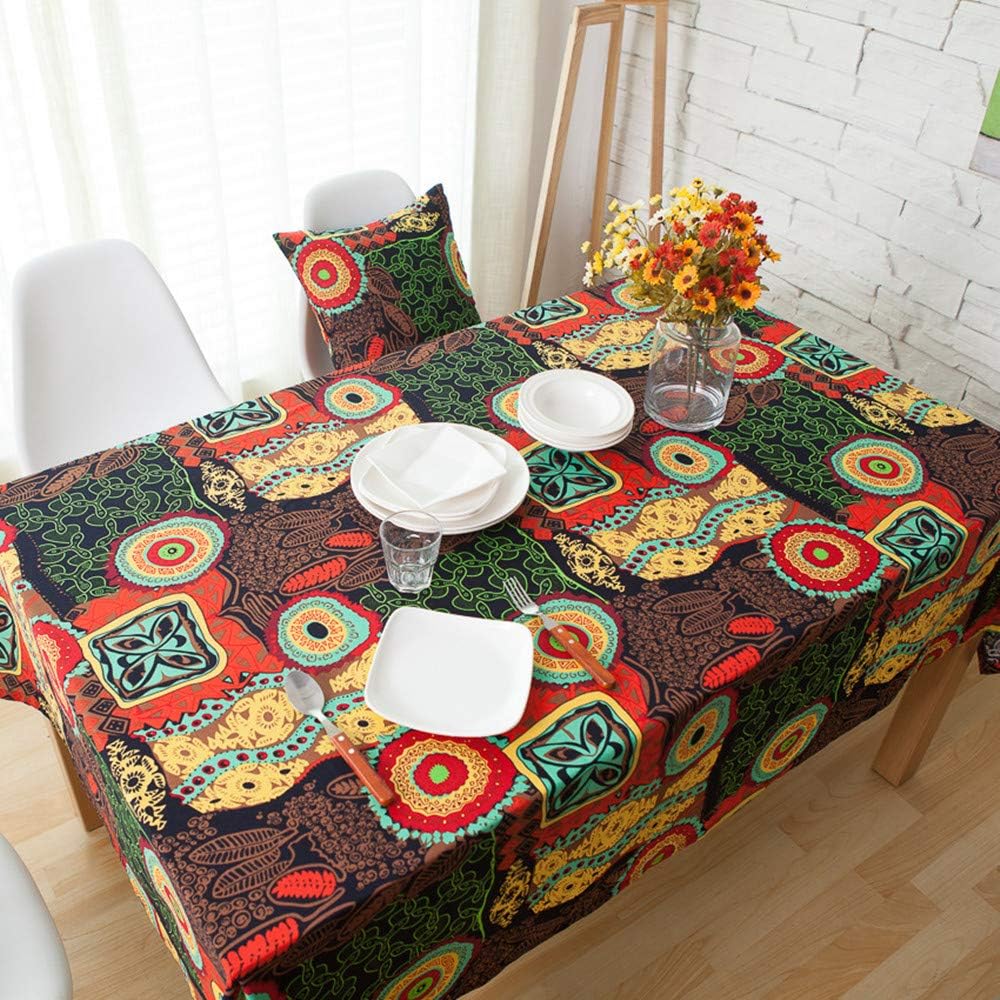 Nappe carrée coton-lin imprimé Batik – Image 3