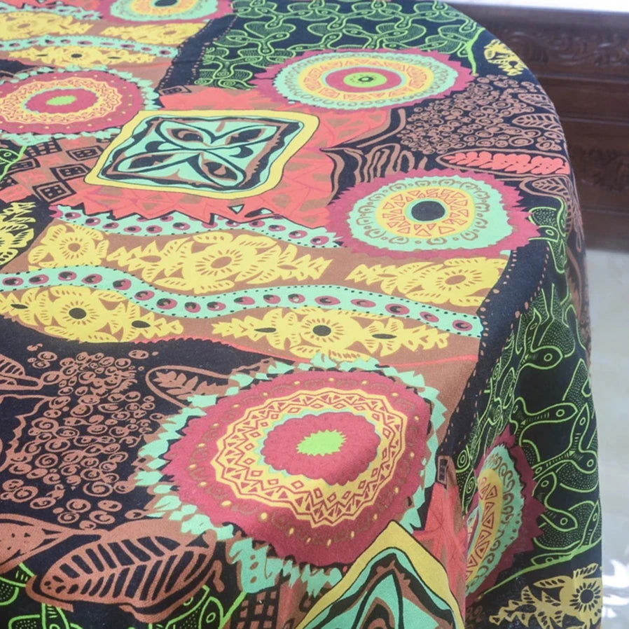 Nappe carrée coton-lin imprimé Batik – Image 6
