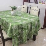 Nappe imprimée carrée en coton lin motif Feuilles de Palmes