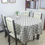 Nappe imprimée carrée en coton lin style motif Arbres Gris