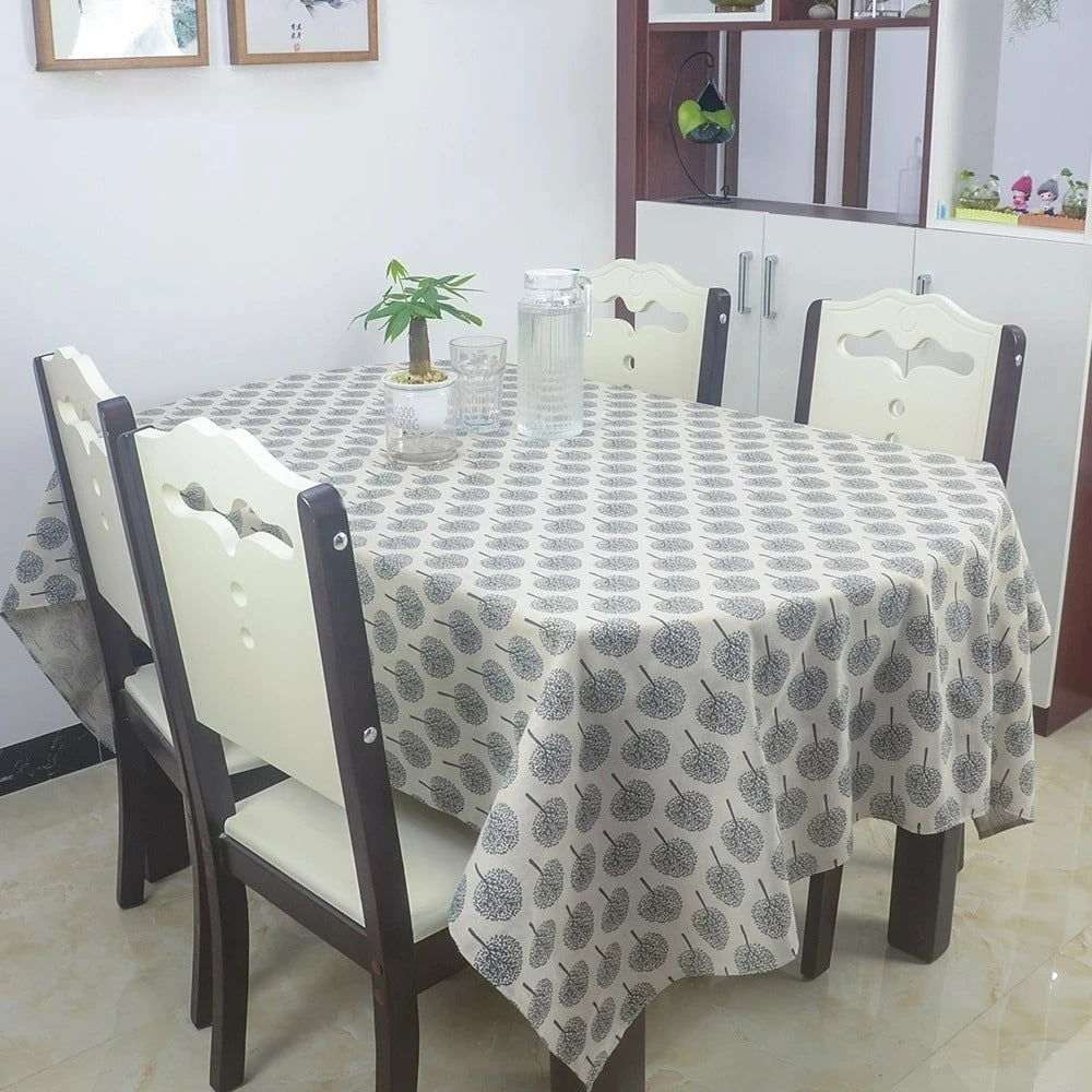 Nappe imprimée carrée en coton lin style motif Arbres Gris