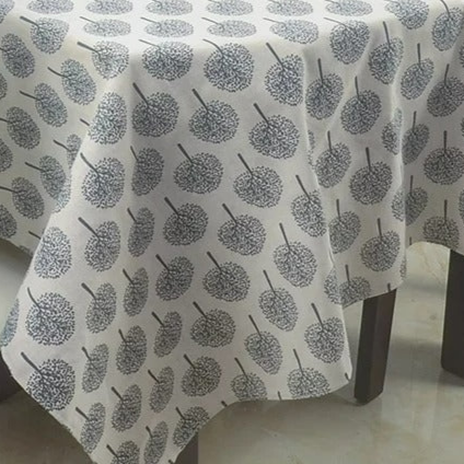Nappe carrée coton lin avec arbres gris – Image 3