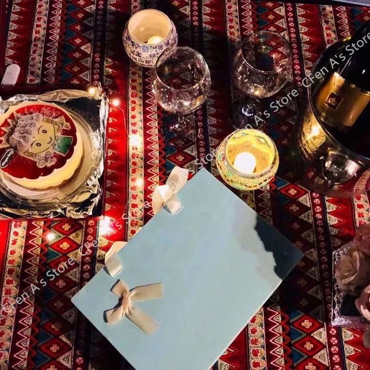 Nappe carrée coton bohème avec dentelles – Image 3