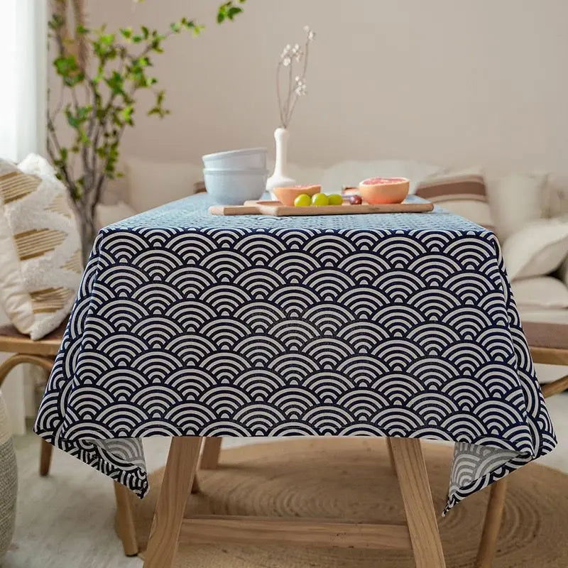 Nappe carrée en coton et lin motif japonais – Image 6
