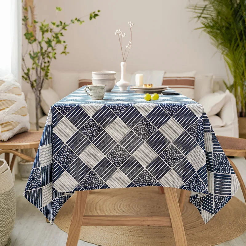 Nappe carrée en coton et lin motif japonais – Image 7