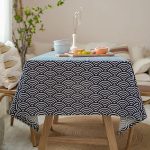 Nappe imprimée en coton lin à motifs style japonais