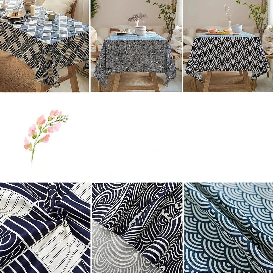 Nappe carrée en coton et lin motif japonais – Image 13