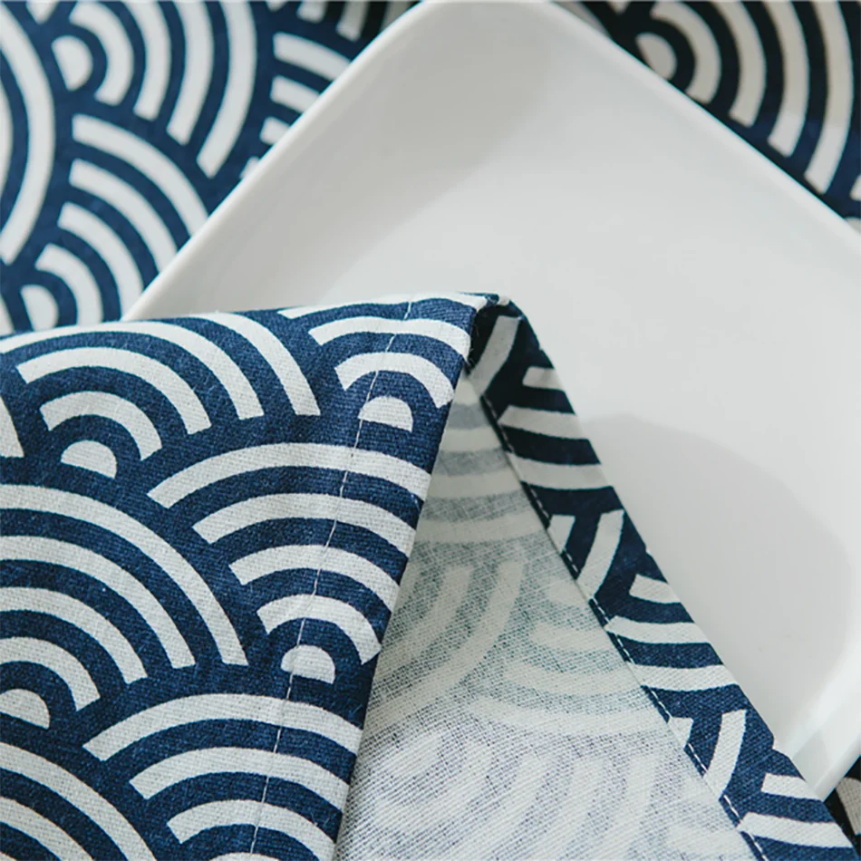 Nappe carrée en coton et lin motif japonais – Image 14