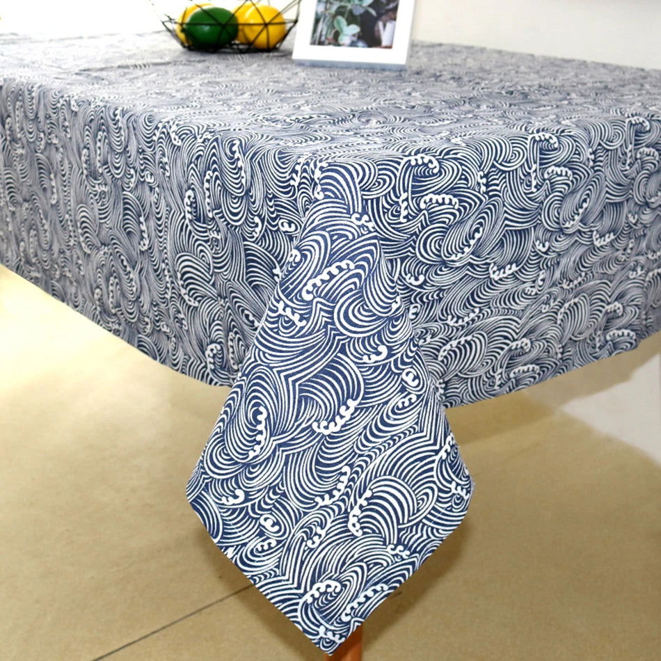 Nappe carrée en coton et lin motif japonais – Image 15