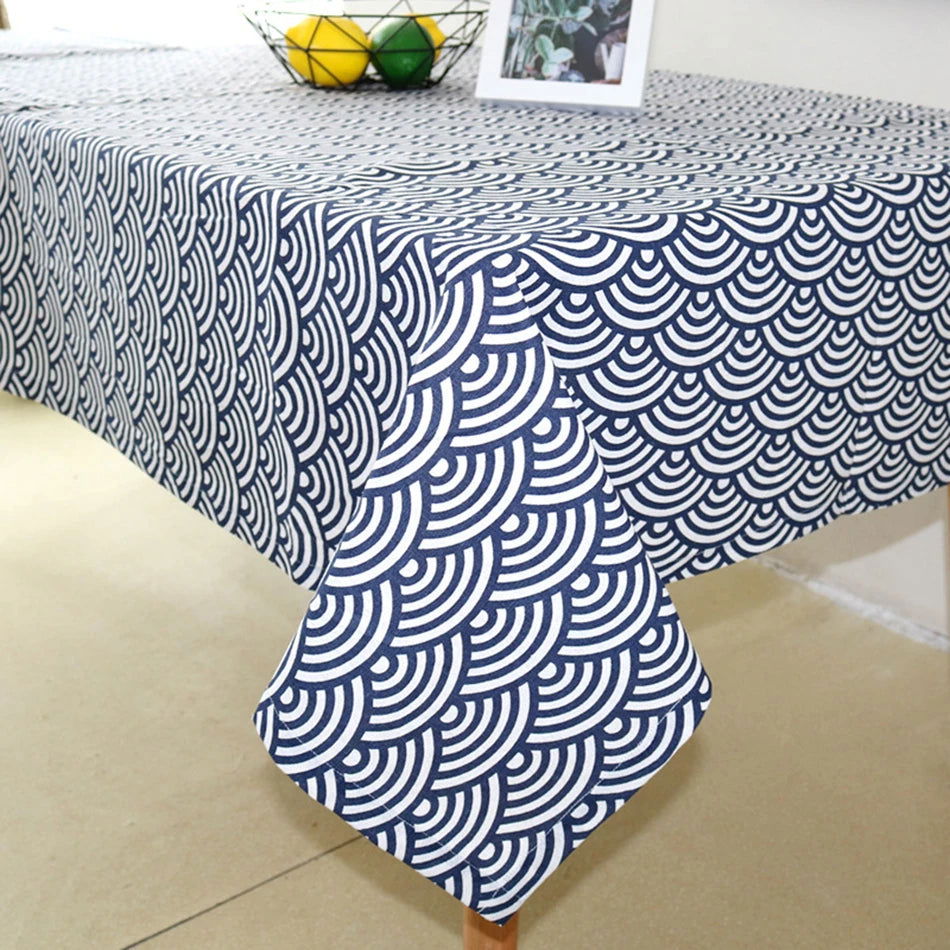 Nappe carrée en coton et lin motif japonais – Image 16