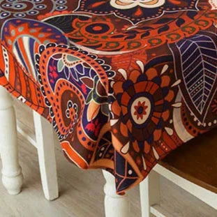 Nappe carrée lin rouge motif Batik – Image 3