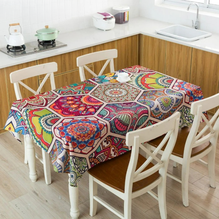 Nappe carrée en lin à motif mandala – Image 3
