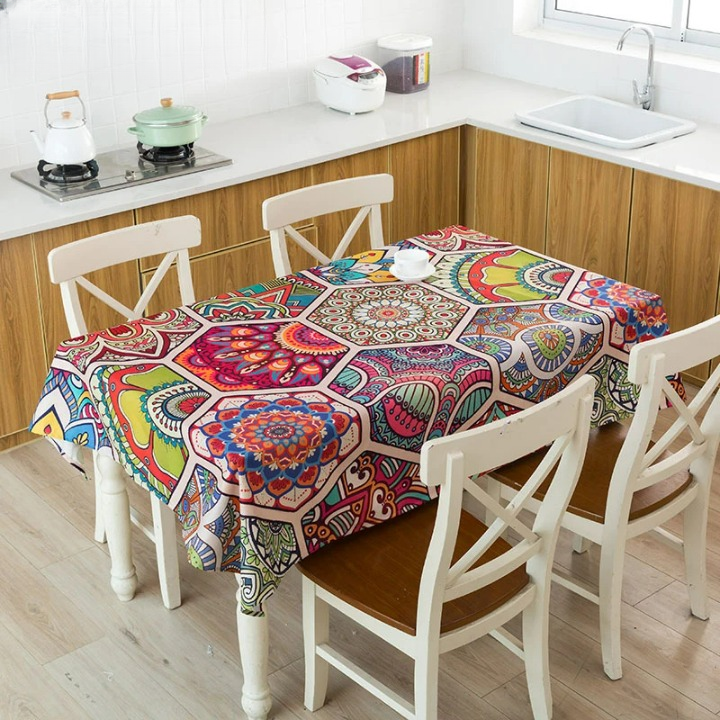 Nappe carrée en lin à motif mandala – Image 6