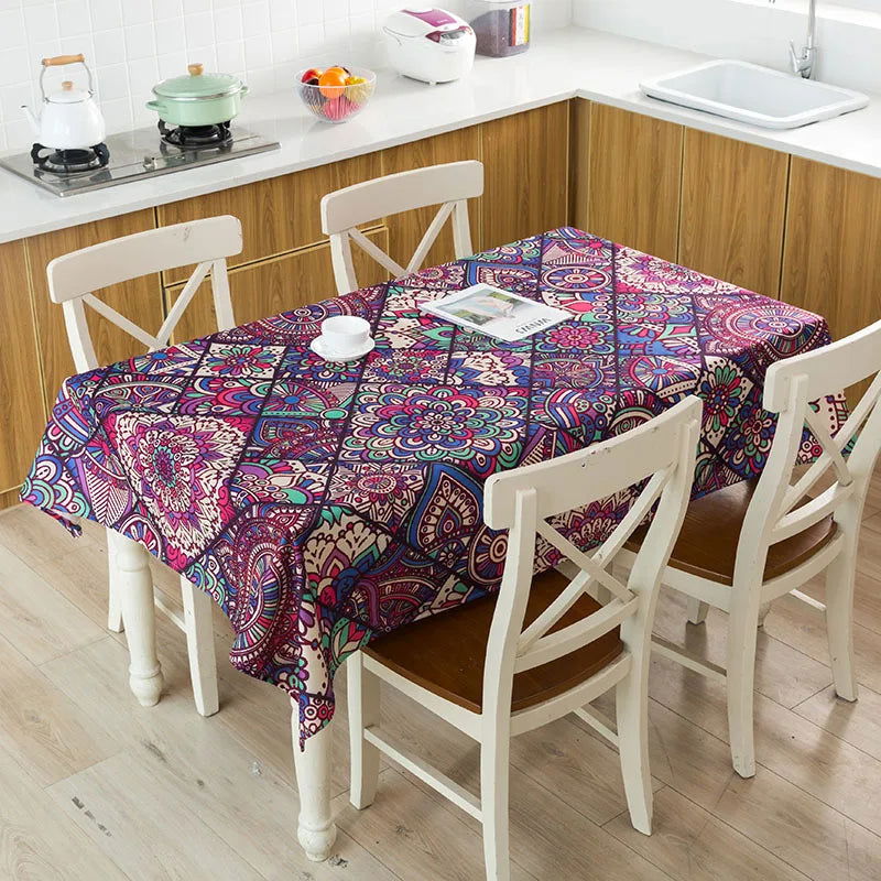 Nappe carrée lin Mandala violet – Image 3
