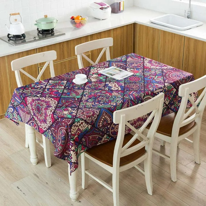 Nappe carrée lin Mandala violet – Image 4