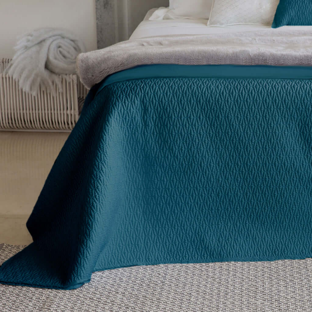 Couvre-lit matelassé Diamant - Bleu océan