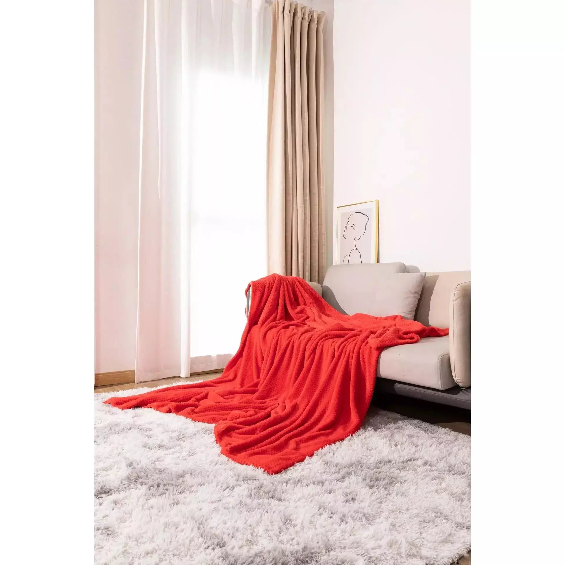 plaid chaud et doux grande taille | Designix - corn red 100x150cm - https://designix.fr/