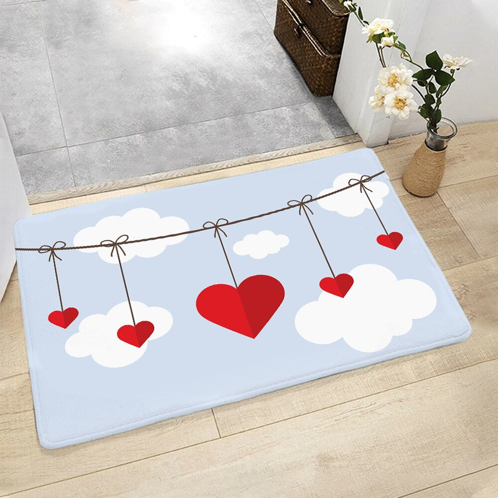 Tapis de bain fantaisie avec cœur rouge