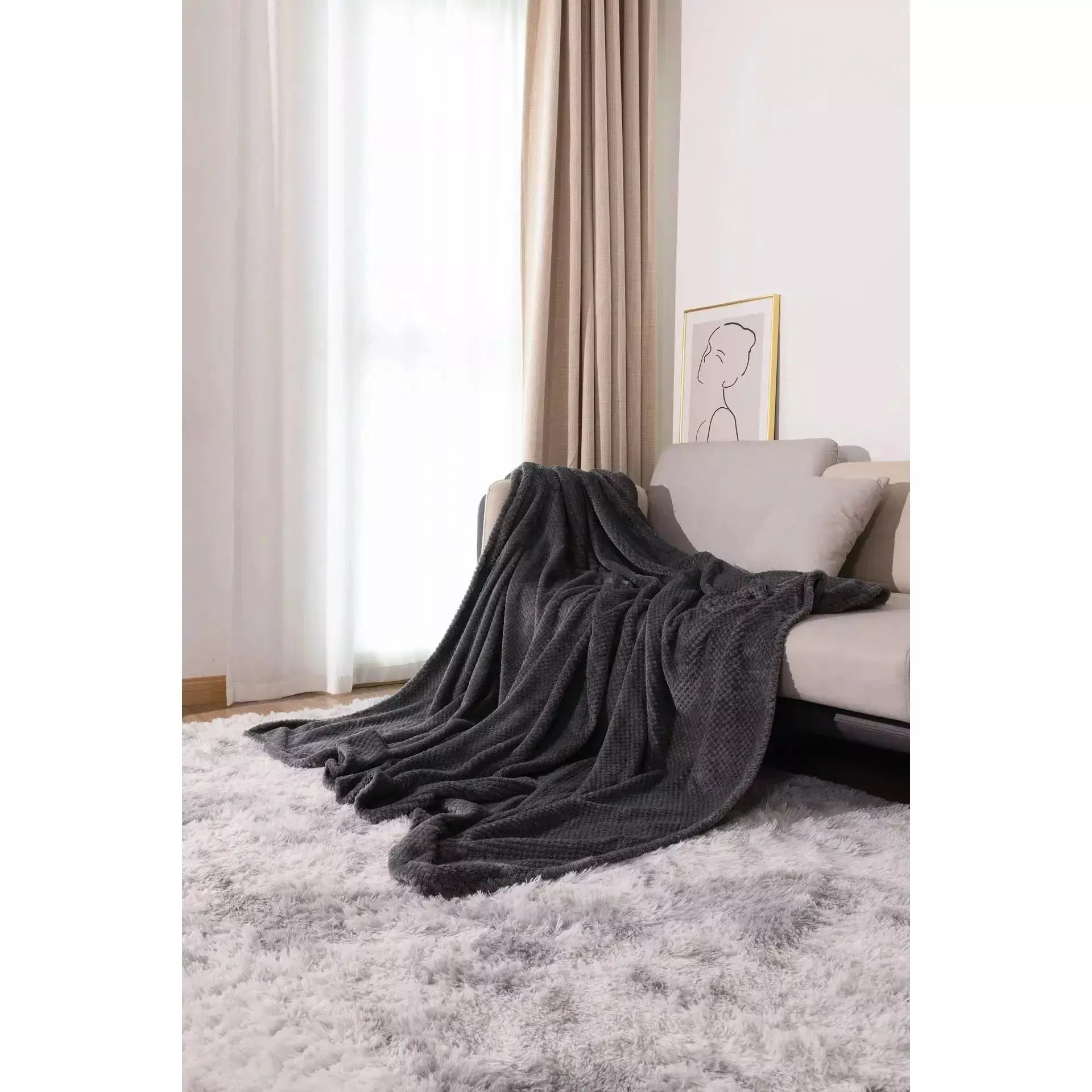 plaid chaud et doux grande taille | Designix - corn dark grey 100x150cm - https://designix.fr/