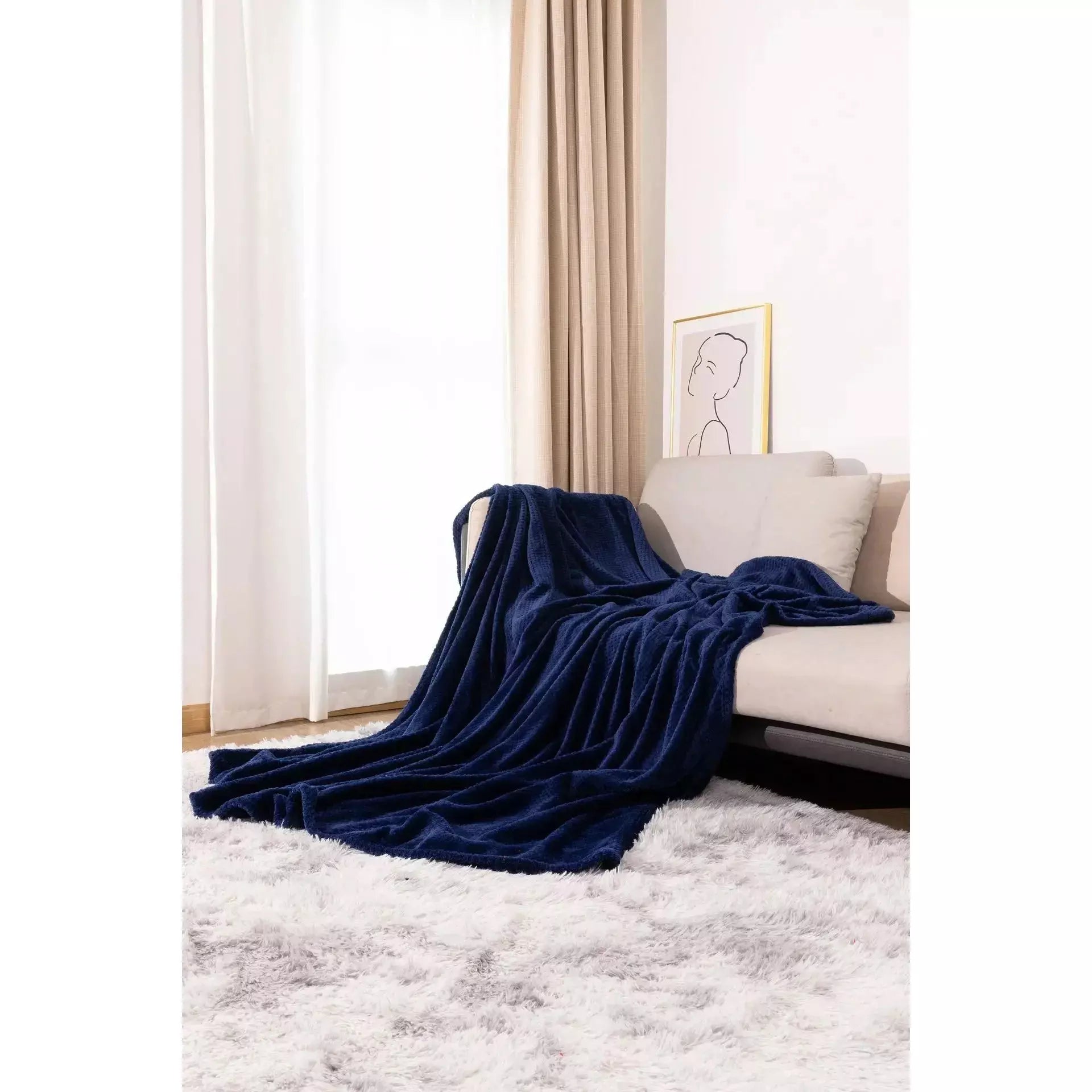 plaid chaud et doux grande taille | Designix - corn navy 100x150cm - https://designix.fr/