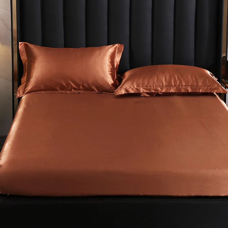 Drap housse satiné marron – Image 3