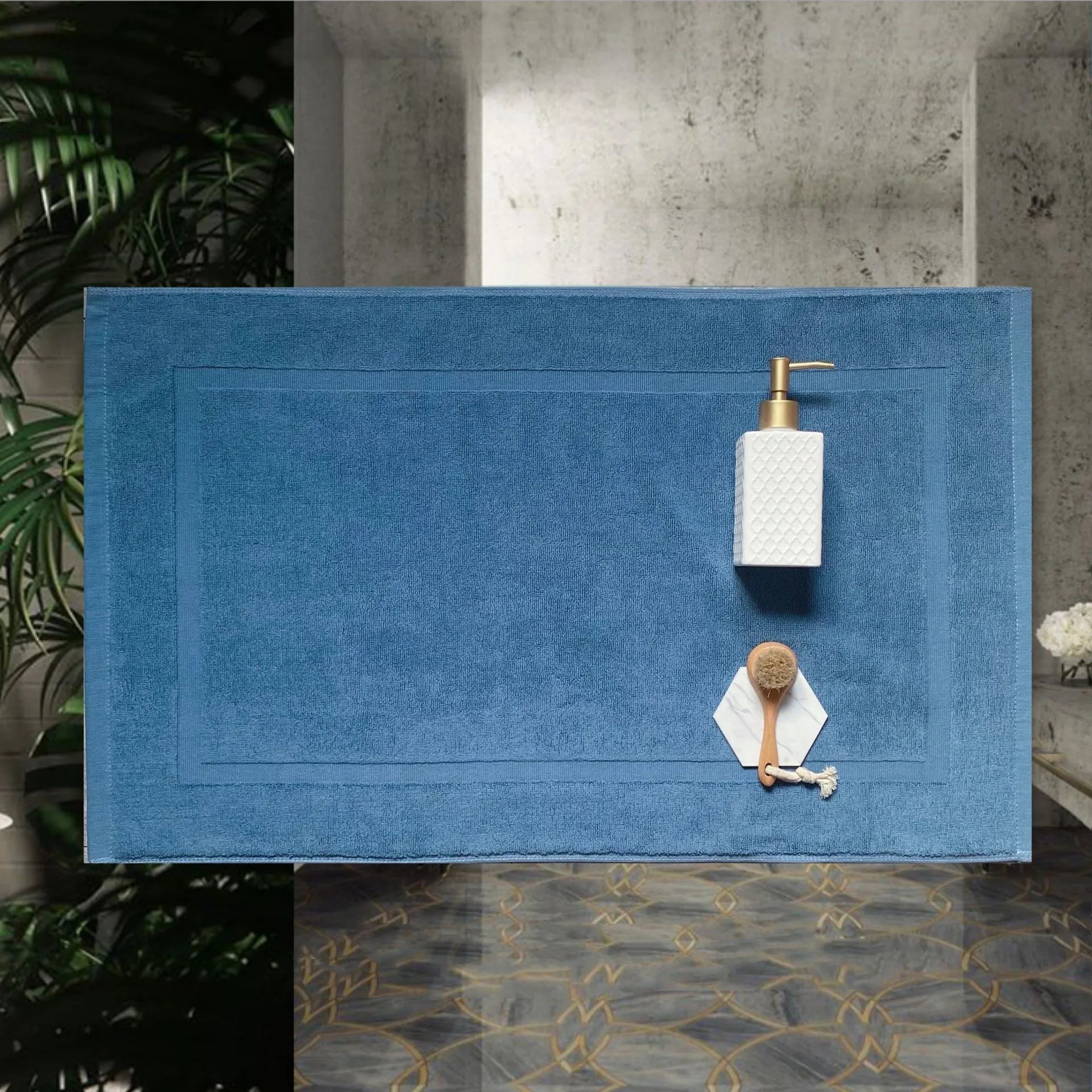Tapis de bain hammam bleu