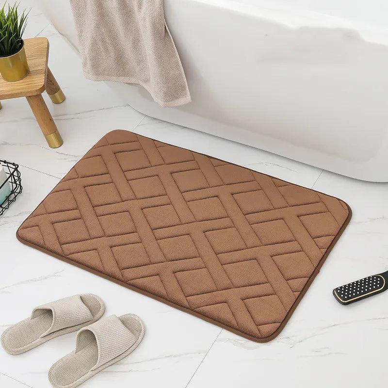 Tapis mousse salle de bain marron