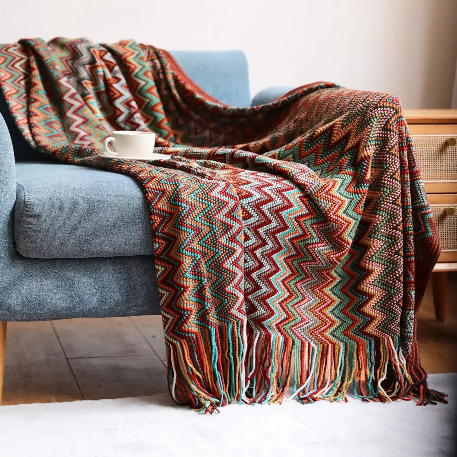 plaids indiens vintage | Designix - Boho red 127x180cm - https://designix.fr/
