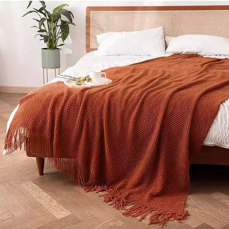 Plaid chemin de lit cocooning caramel – Image 12